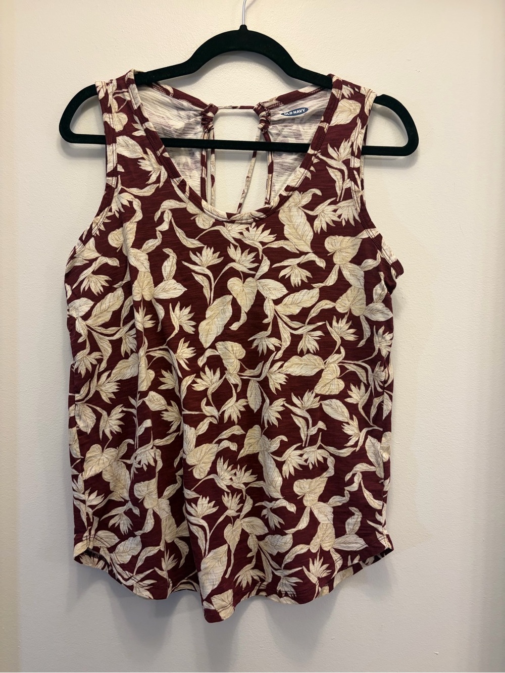 Old Navy Burgundy Cream Floral Sleeveless Tank Top Women's M Medium